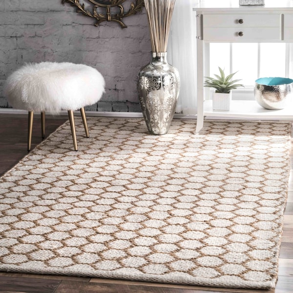 Nuloom Hand Woven Reversible Honeycomb Alisha Jute Area Rug 5ft x 8ft GVHS01A-508 - main